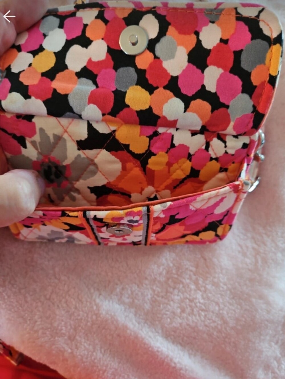 Vera Bradley Floral Quilted Mini Crossbody Bag Pink Orange - Picture 4 of 5